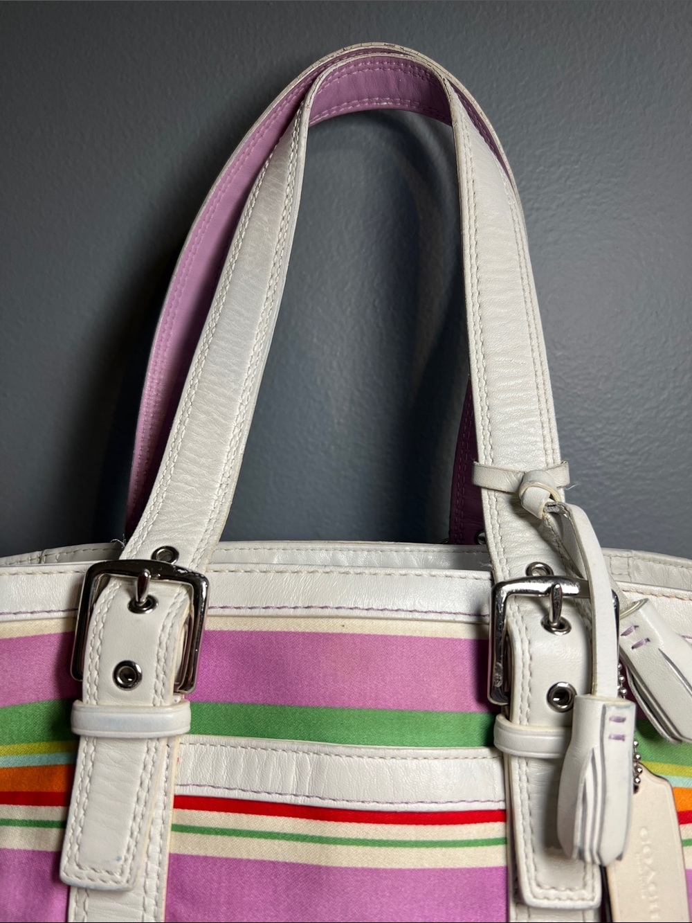 Coach Hampton Multi Striped Tote - Picture 12 of 17
